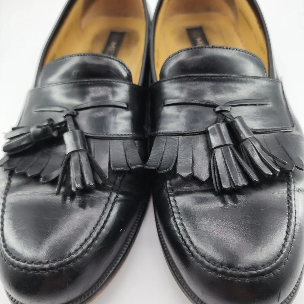 Mezlan Santander Dress Shoes Mens 9.5 Black Leather‎ Tassel Kiltie Loafer Spain
